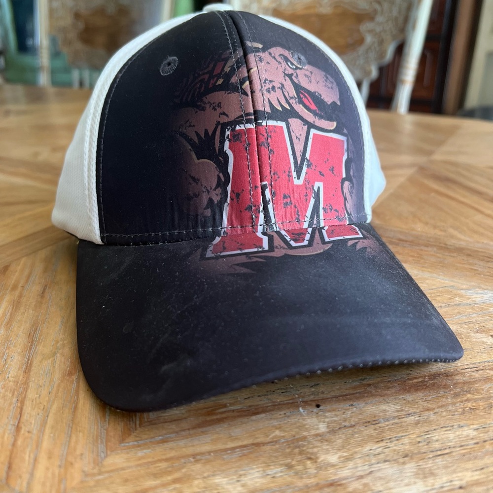 Black and White Cap with Red M Logo